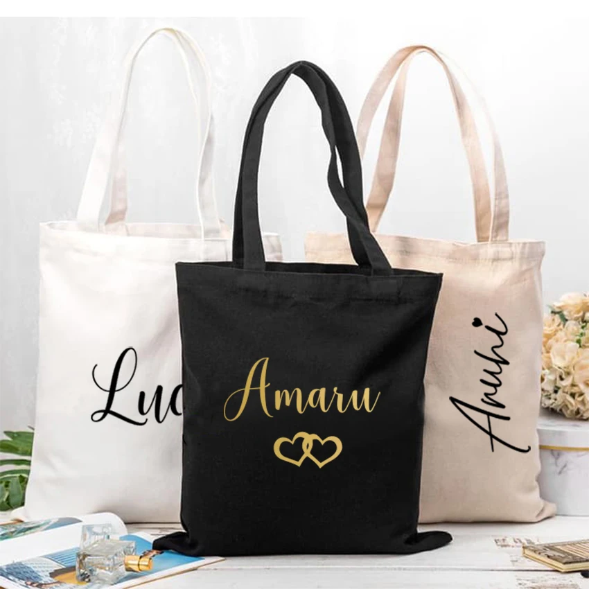 Personalized Tote Bag Bridesmaid Cotton Canvas Tote Bag Proposal Gift Women Canvas Shopping Bag Bachelorette Party Favors Gift