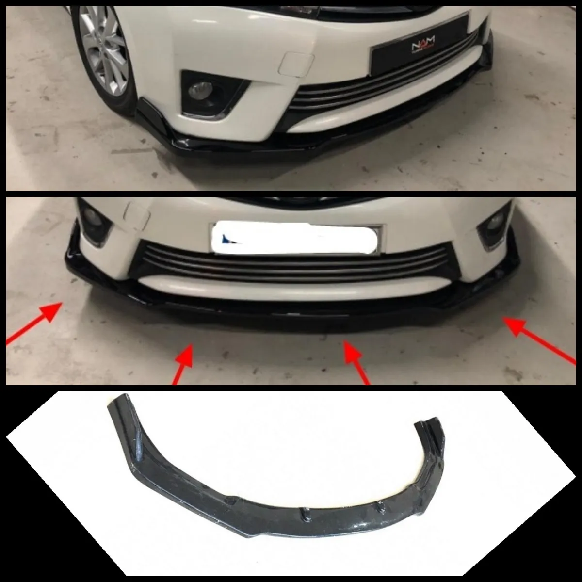 For Toyota Corolla 15-17 Front Bumper Lip Body Kit Spoiler Splitter Diffuser 3pcs HighQuality ABS Plastic Professional Universal