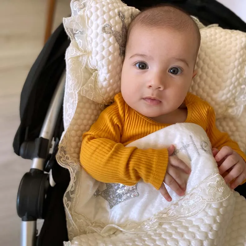 Couronne blanche pour bébé fille et garçon, emmailloter le petit Prince, en coton doux, ouverture du fond, poussette pour nouveau-né, modèle résistant à la sueur