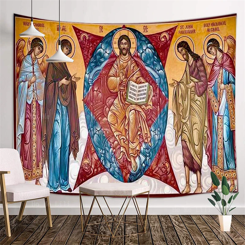 Roman Church Icon Transfiguration Of Jesus Last Judgement Divine Kingdomtide Gods Orthodox Christianity Tapestry By Ho Me Lili