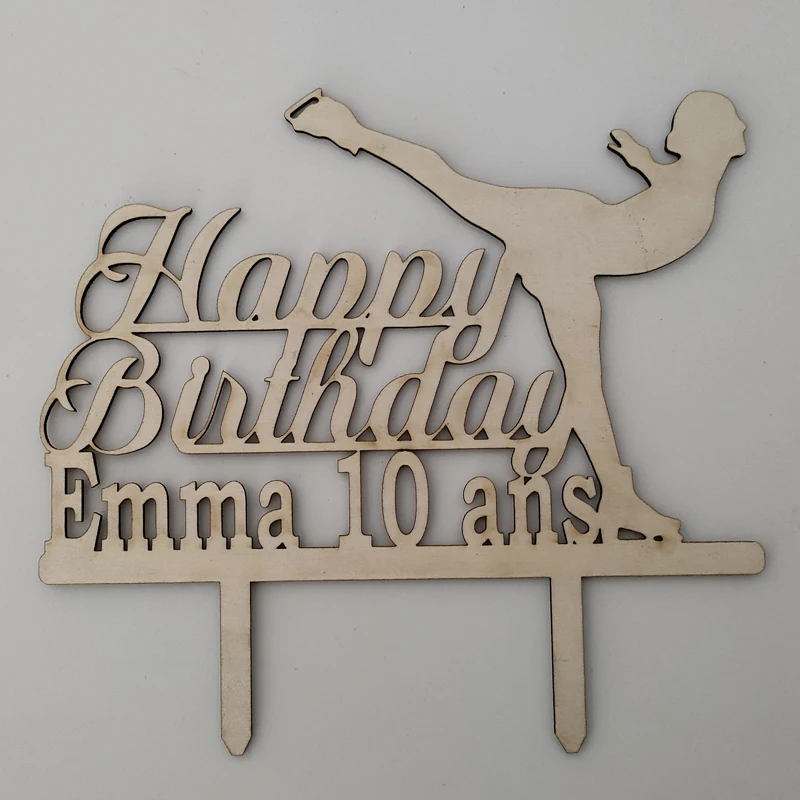 Pattinaggio su ghiaccio personalizzato Cake Topper nome personalizzato Happy Birthday Girl pattinaggio artistico per la decorazione della festa di