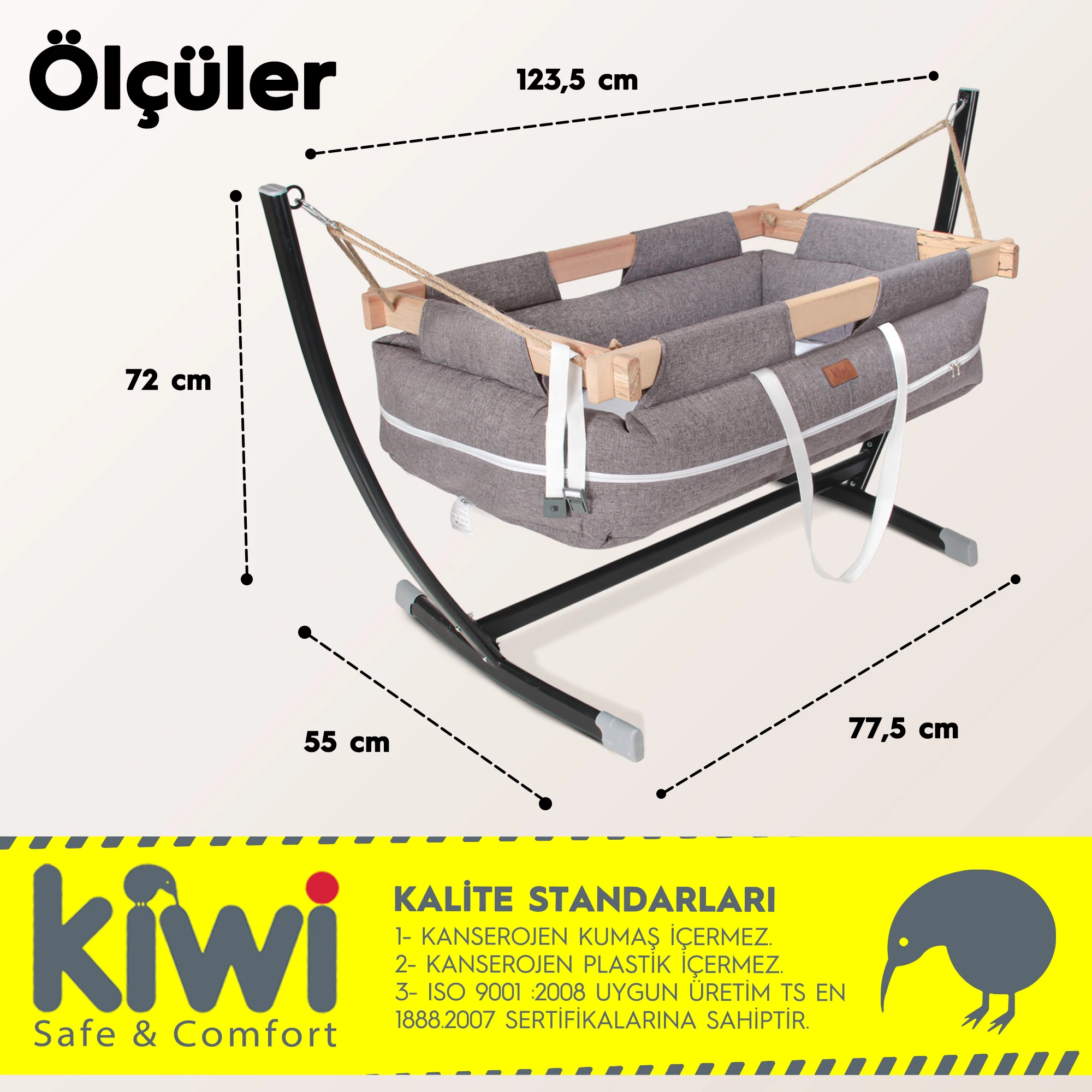 Kiwi Milano Metal Platformlu Bebek Hamağı (Portbebe ve BabyNest)