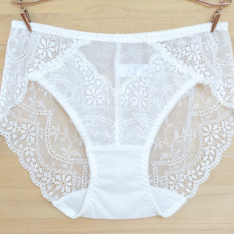 

UnderpantyLace Briefs Womens Brief Plus size Underpanties 3pcs/lot Lace briefs White Ladies Underwear Plus size Brief