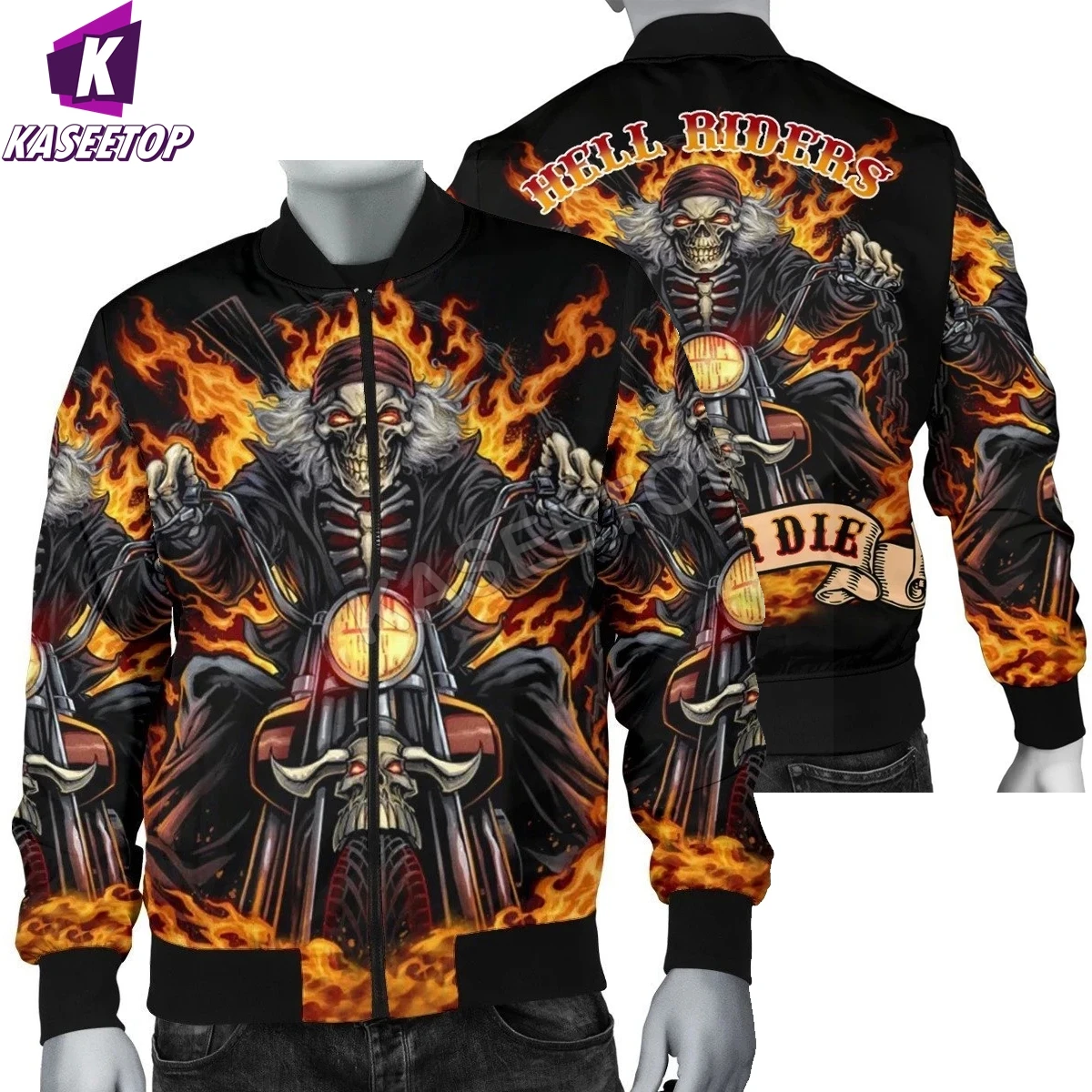 

Winter Motorcycle Skull Jumper Men's Jacket Cosplay Costume Casual Unisex 3D Full Print Bomber Jacket Tracksuit Zipper Coat