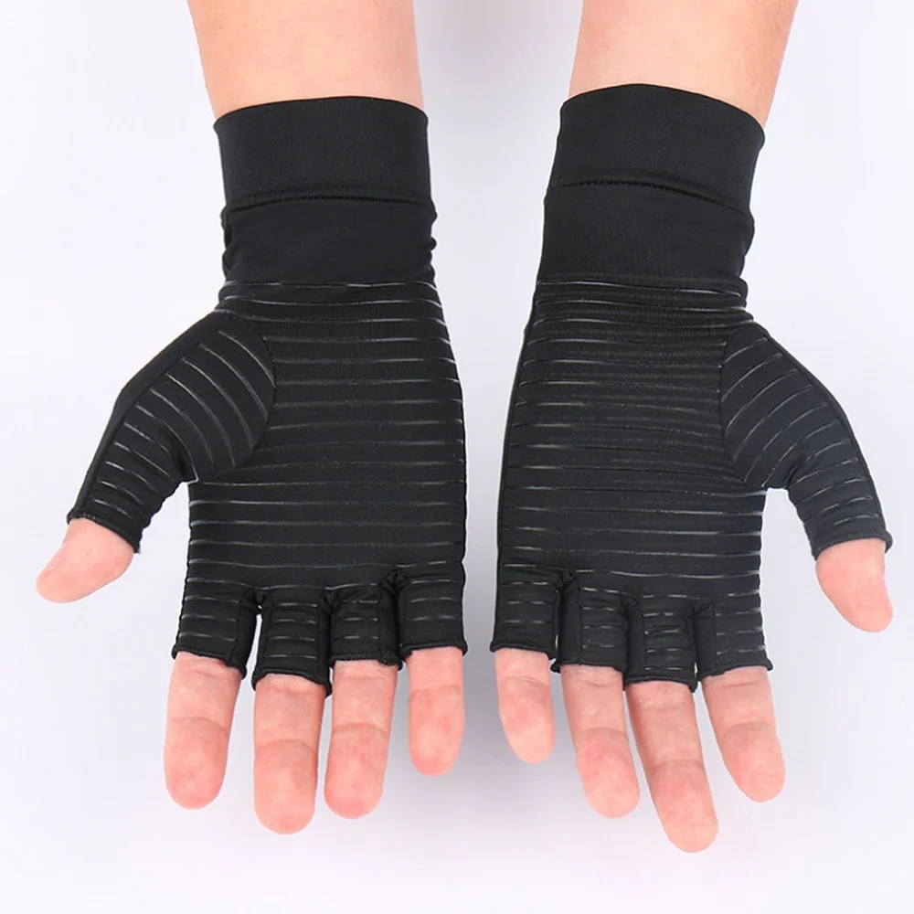 1 Pair Compression Arthritis Gloves Women Men Joint Pain Relief Half Finger Brace Therapy Wrist Support Anti-slip Therapy Gloves