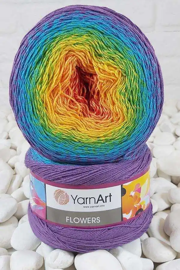 YarnArt Flowers Cake Yarn - Multicolor Shawl Cowl - Blankets - Cardigans - Dresses - Children - 1000 Meters(250gr) - baby Clothes - Gradient -