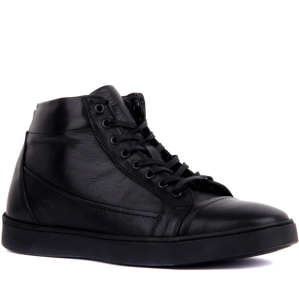 Botas masculinas de couro preto