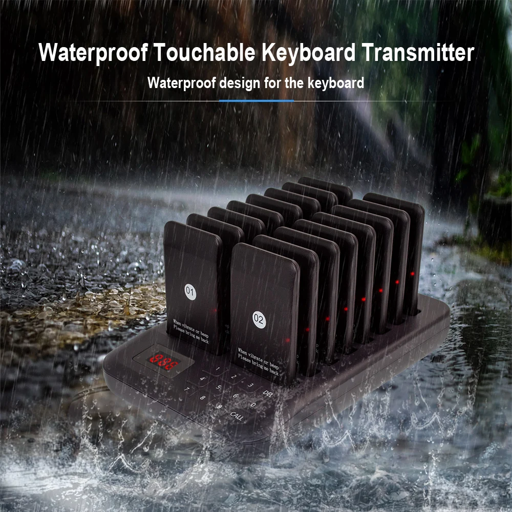 CTP302 Kabelloser Restaurant-Pager, Gäste-Paging-System, kabellose Pager, 16 Pager für Fast-Food-LKW, Warteschlangen, Anrufen, Beeper-Pager