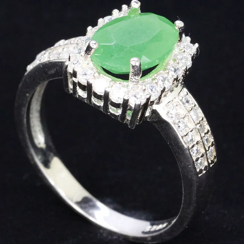 21x12mm Jazaz 4.3g Real Green Emerald Violet Tanzanite For Ladies Engagement 925 Solid Sterling Silver Rings