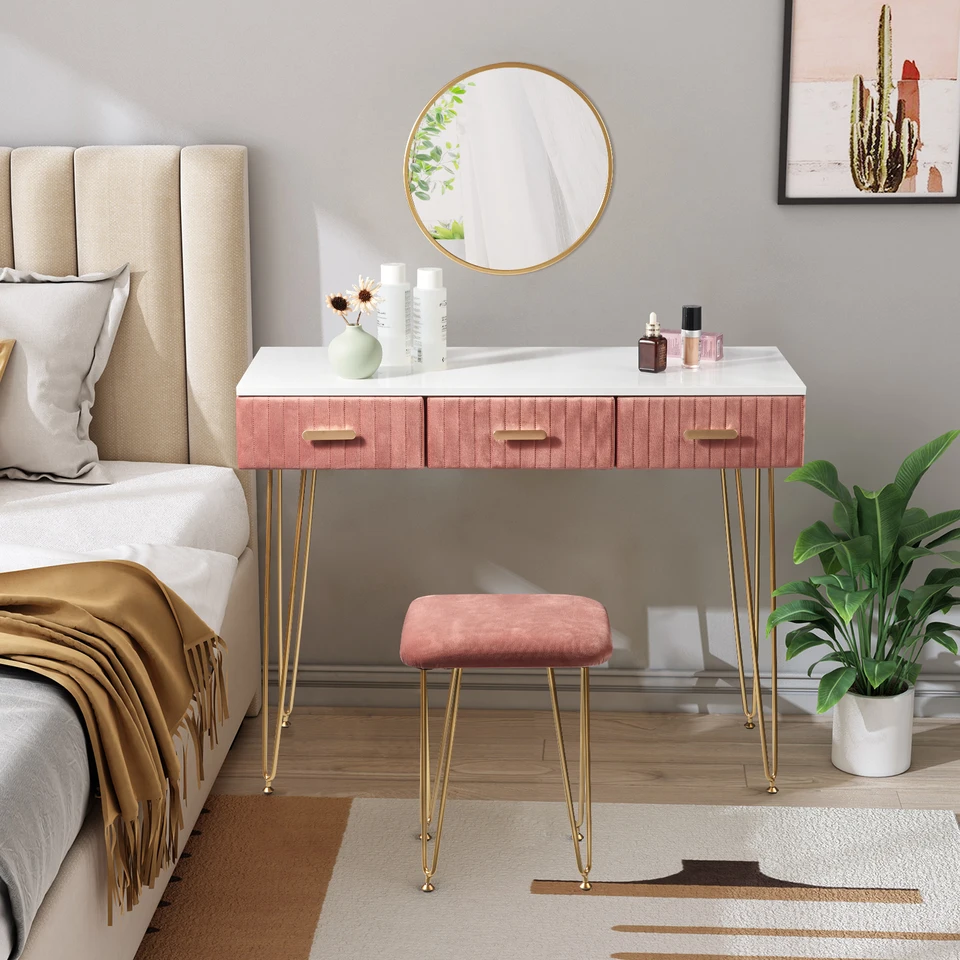 Modern Dresser Dressing Table with Stool Mirror Drawers Cosmetic Table for  Bedroom Pink/Grey Makeup Vanity Table Home Furniture - AliExpress 1503