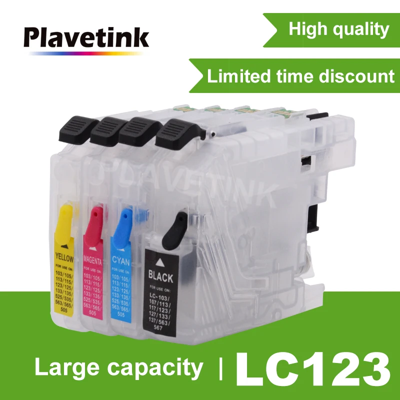 Plavetink Printer Ink Cartridge LC 123 125 121 127 129 For Brother LC123 XL MFC J870DW J245 J650DW J6720DW J6520DW