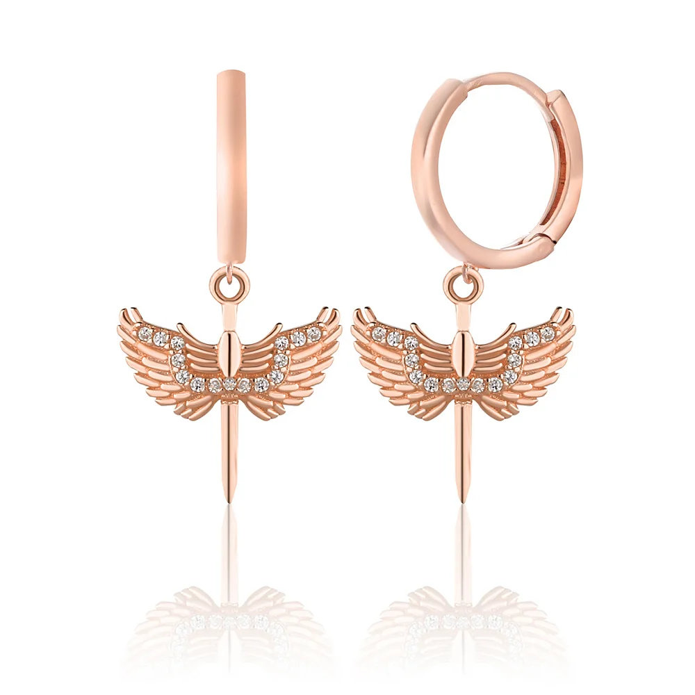 Showy Jewelry 925 Sterling Silver Fairy Earrings For Women Rose Gold Plated With Zircon Drop Earrings