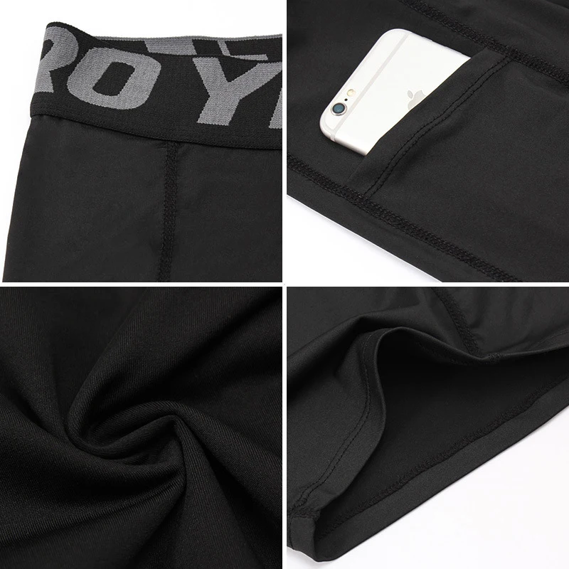 Pantaloncini da palestra da uomo mimetici a compressione leggera da allenamento per uomo con tasche di sicurezza per telefono per allenamento Yoga