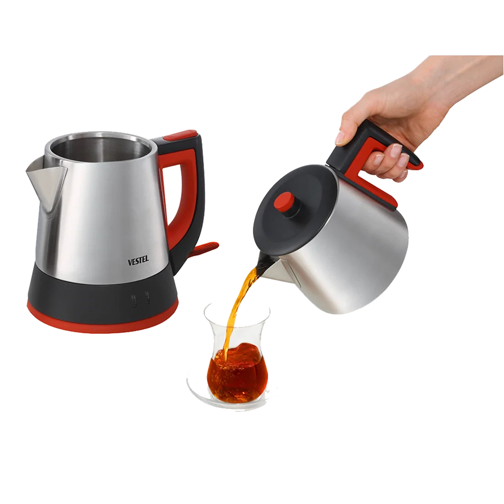 VESTEL Electric Turkish Tea Maker Kettle Teapot 1800W Stainless Steel Water Heater İnfuser For Kitchen Home Coffee