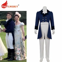 CostumeBuy Anthony Cosplay Anthony Suit Blue Trench Coat Vest Pants Men Regency Tailcoat Medieval Outfits