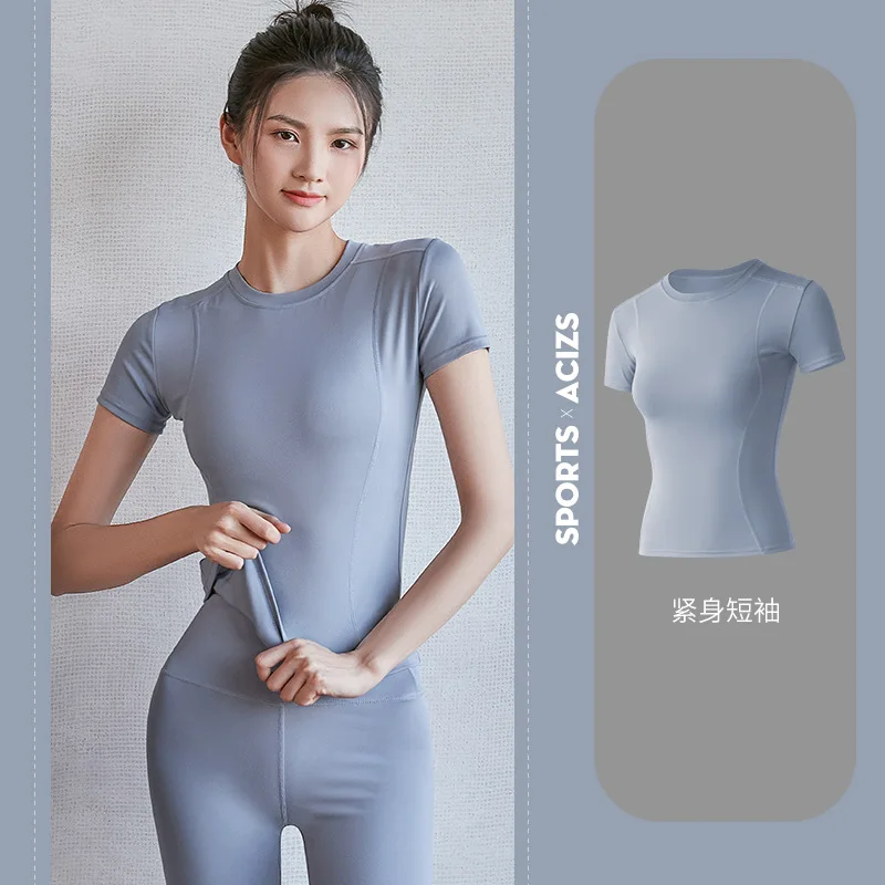 2024 new Women Yoga Tops Breathable Sport Fitness Workout Running Yoga Top Quick Dry Short Sleeve Gym T Shirt