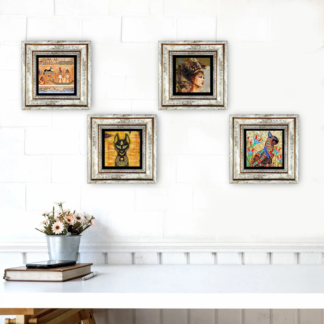 

Handmade Natural Stone Painting Framed Wall Decor Set Ancient Egypt Room Vintage Poster Picture Gift Ornament Special Print