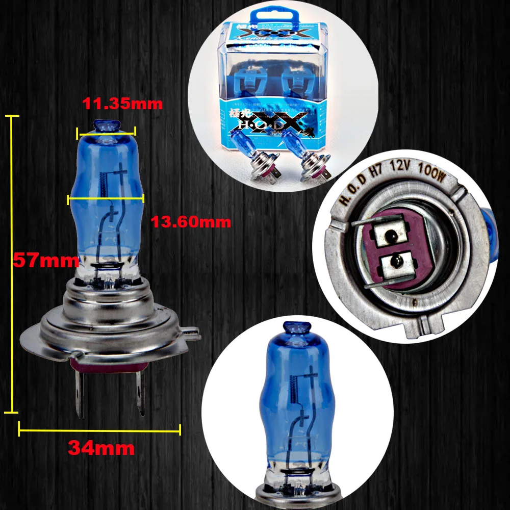 2 Stück 100 W superhelle 6000 K weiße HOD-Halogen-Xenon-H1 H3 H4 H7 9005 9006 Lampe – Detail 7