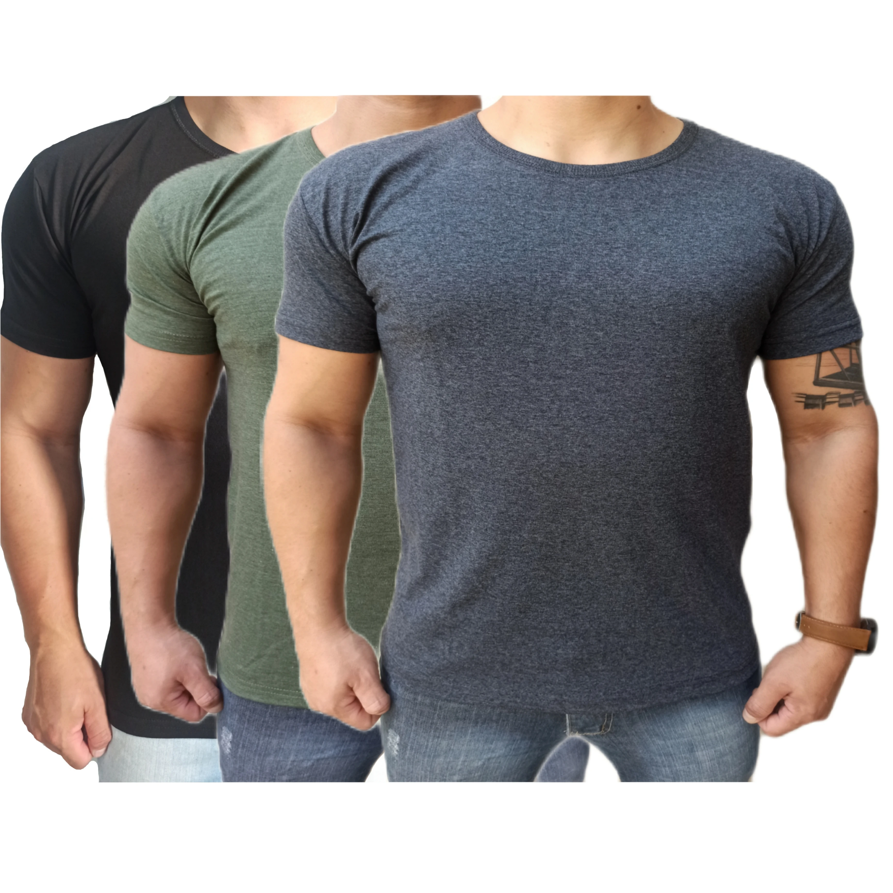 Kit 3 Men's T-Shirts Lisa Cotton Premium Slim