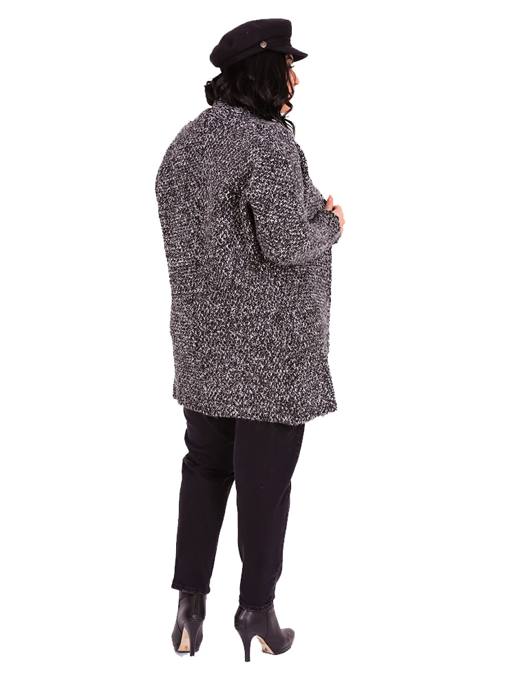 Women’s Plus Size Wool Knit Black Cardigan, Designed and Made in Turkey, New Arrival