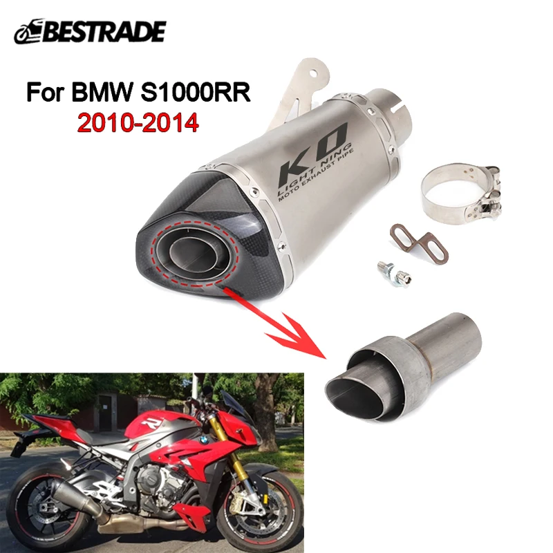 

Выхлопная система для Мотоцикла BMW S1000RR 2010-2014 S1000R 2010-2016, глушитель, выхлопная труба, вентиляционная труба, скользящая на 60 мм нержавеющая сталь