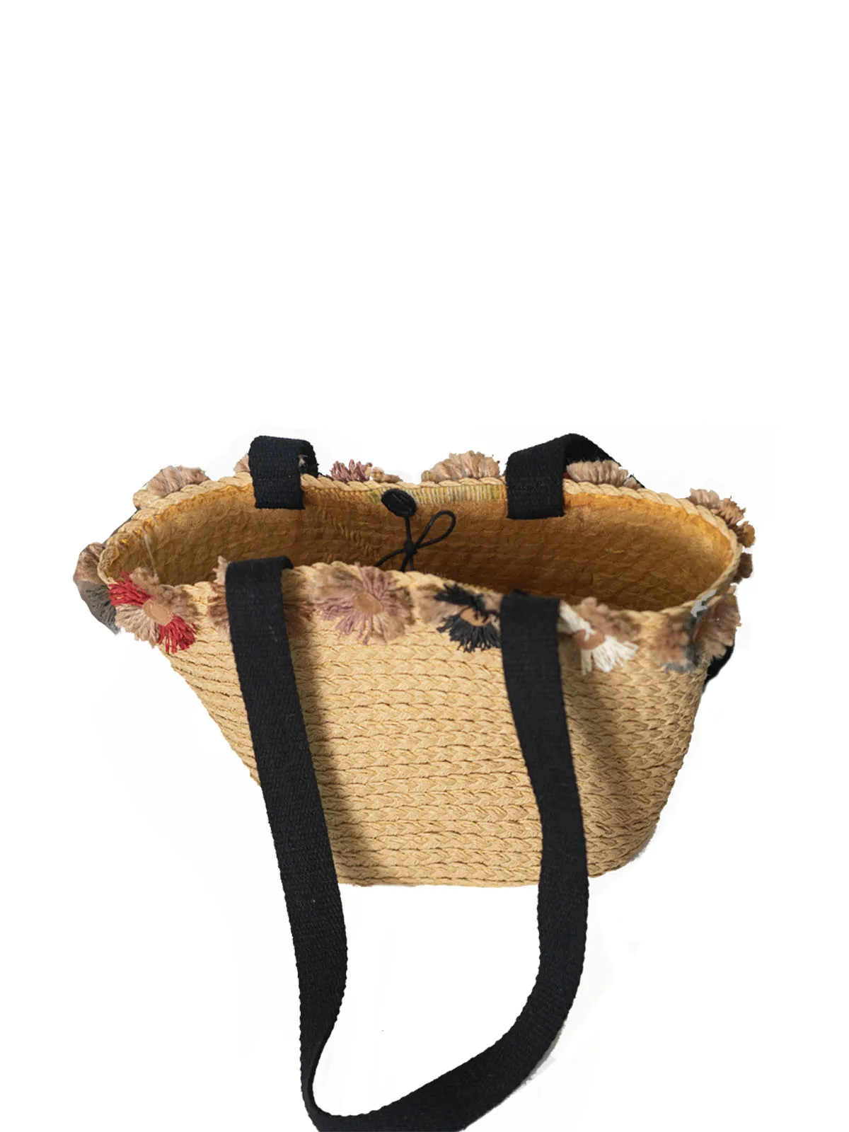 Bohemian Straw กระเป๋าหลากสี Daisy รายละเอียด Handmade | ตะกร้ากระเป๋า | ฤดูร้อน Beach Tote ฟางกระเป๋า | ตะกร้ากระเป๋า