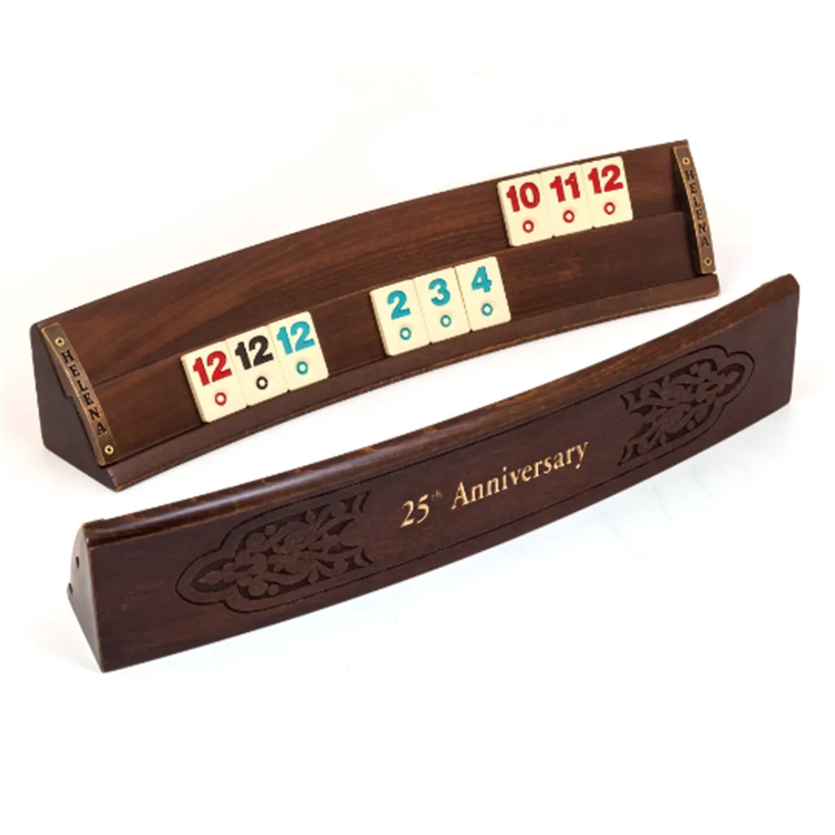 

Personalized Hand Carved Oval Rummikub Game Set Solid Natural Wood Handmade Rummy Entertainment Board - Okey Tiles Carrying Bag