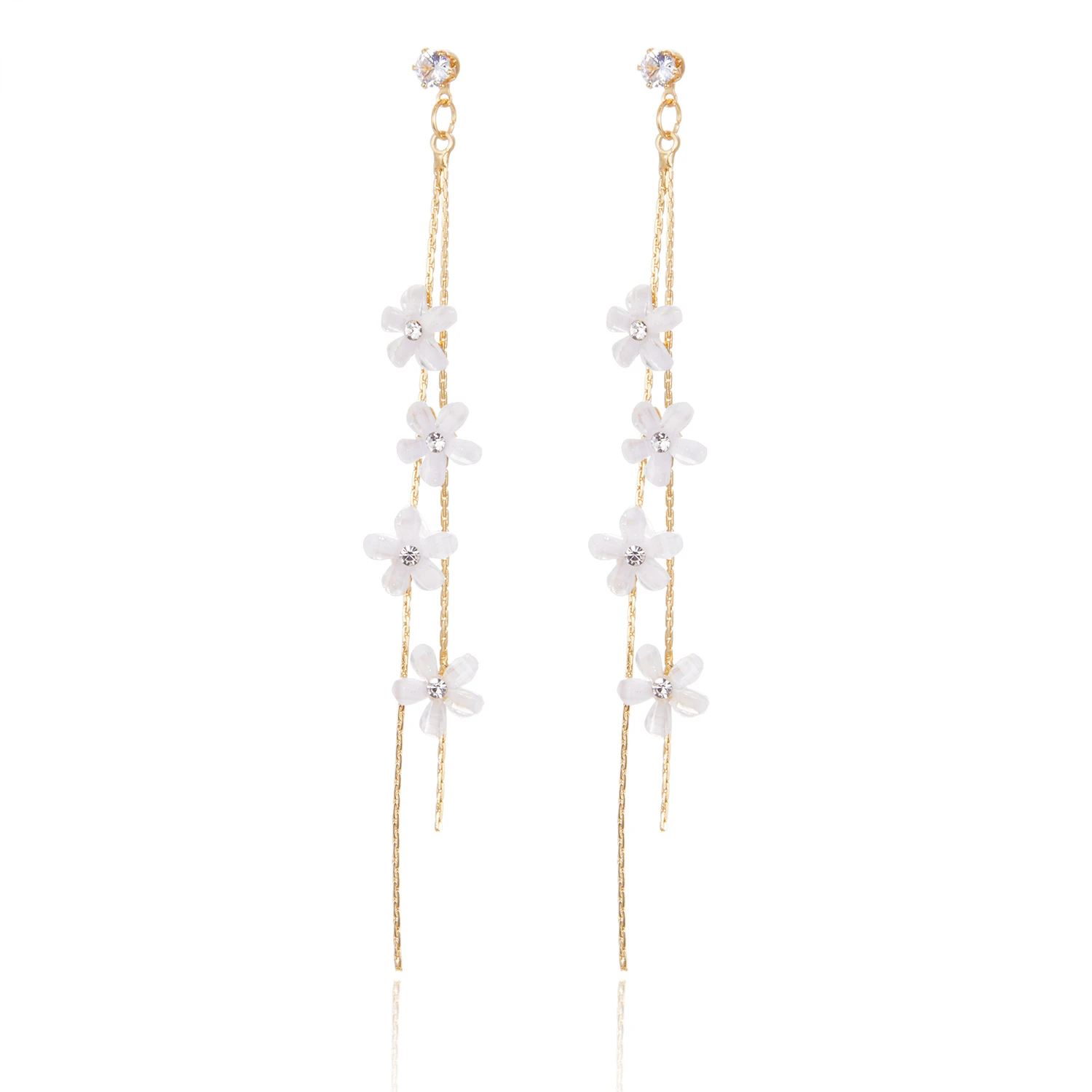 Korean Fashion Daisy Flowers Drop Earrings for Women Temperament Simple Long Tassel Earrings Female Party Wedding Jewelry Gifts