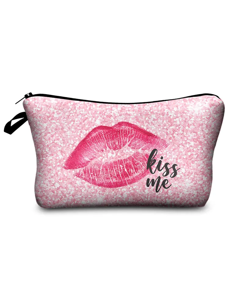 Shiny Lips Printed Makeup Bag Fashion Pretty Cosmetic Bags Hot Sale Pencil Cases High Quality Organizer Eco Portable Storage Bag