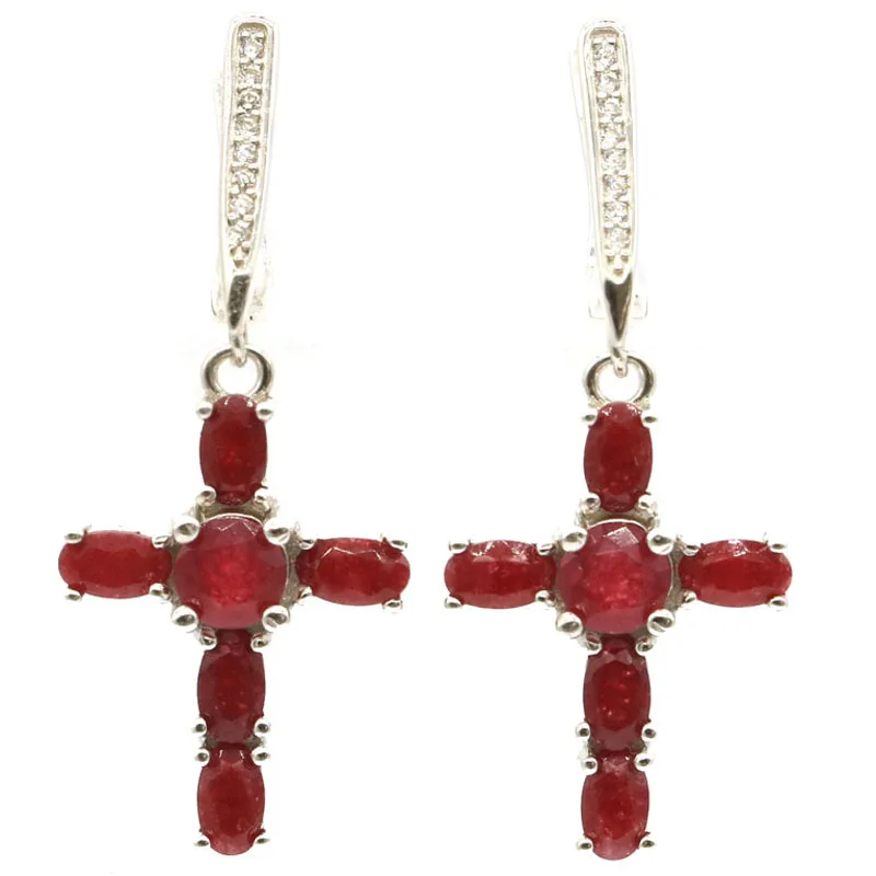 

Buy 3 Get 1 Free 33x15mm Jazaz 6.7g Cross Real Ruby Golden Citrine Pink Tourmaline Tanzanite 925 Solid Sterling Silver Earrings