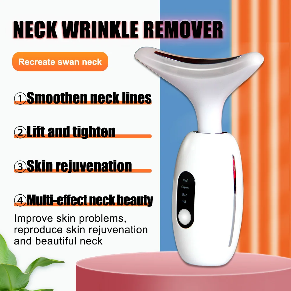 Facial Neck Massager 3 Colors Led Photon Therapy lifting Wrinkle Removal Beauty Device Reduce Double Chin Skin CareTool