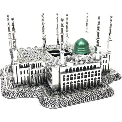 Prophet MUHAMMAD prayer masjid medina the kaaba in mecca islamic muslim green Gift masjid Nebevi Trinket Gold Big silver