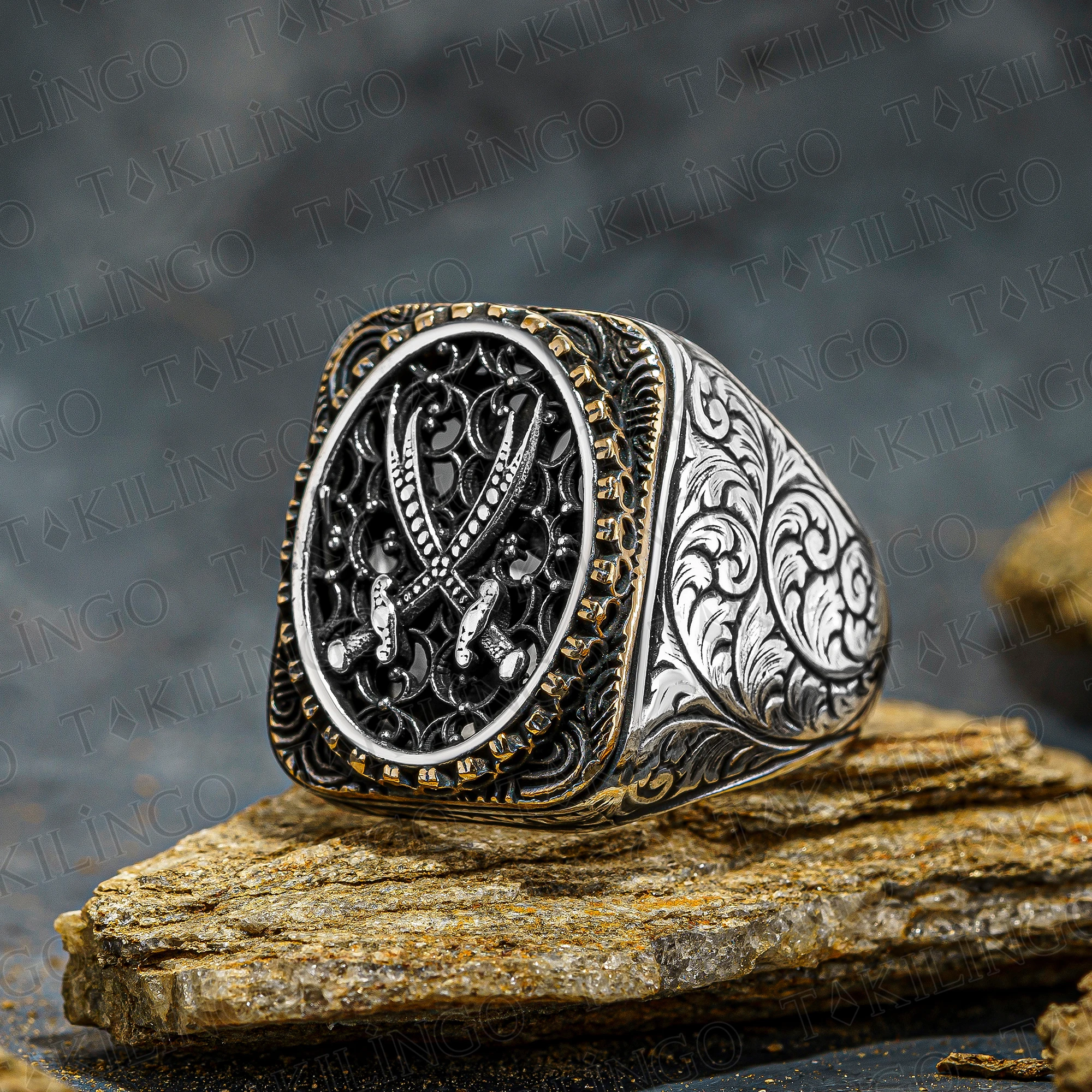 Elegant Design 925Sterling Silver Seal Of Solomon Aleph Double Eagle And Sword Men's Ring Business Jewelery Gift Him Accesory