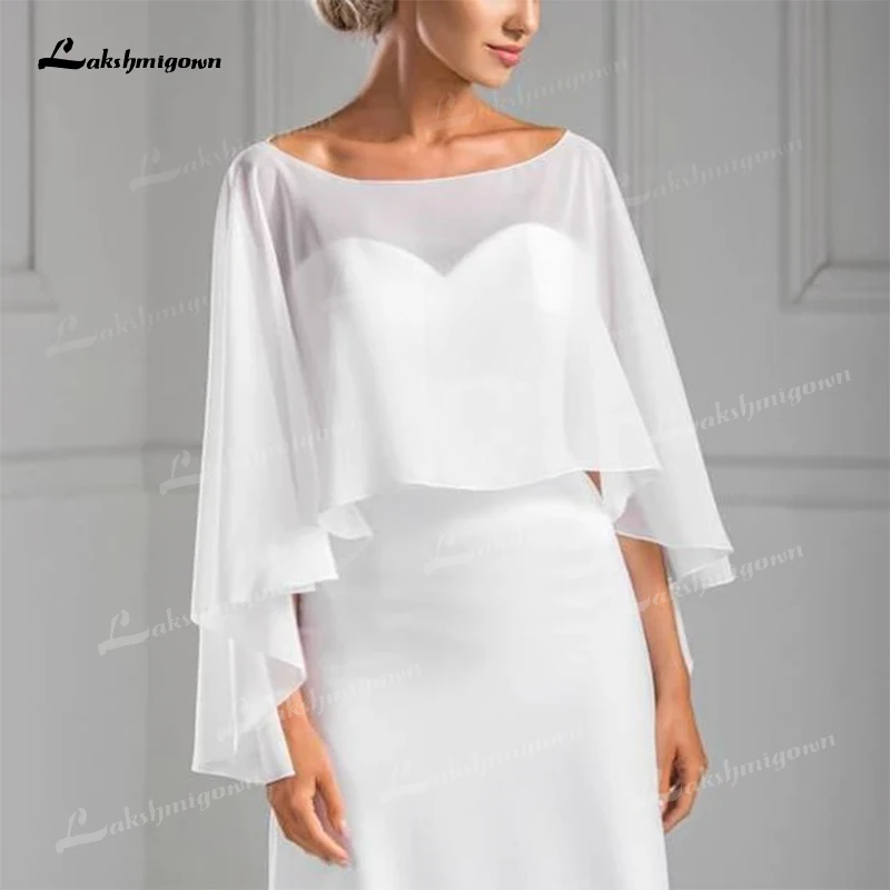 New Collection Asymmetrical Style Chiffon Bridal Cape For Bridal Wedding Shawl Summer Bridal Jackets Wraps 2022