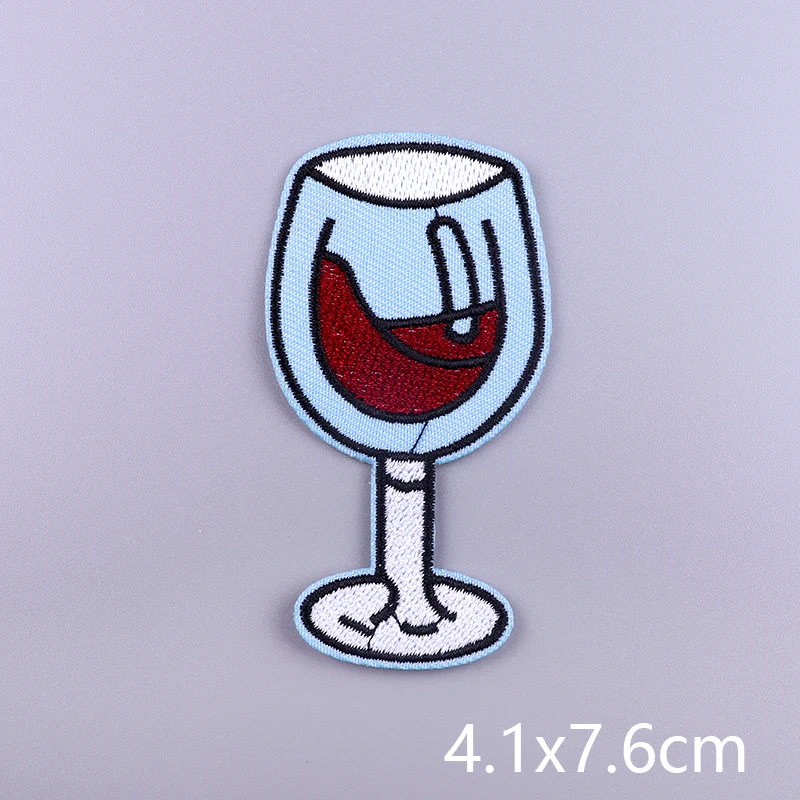 Wine Bottle Applique Embroidered Patches For Clothing Thermoadhesive Patches Cartoon Stripes Patch Iron On Patches On Clothes