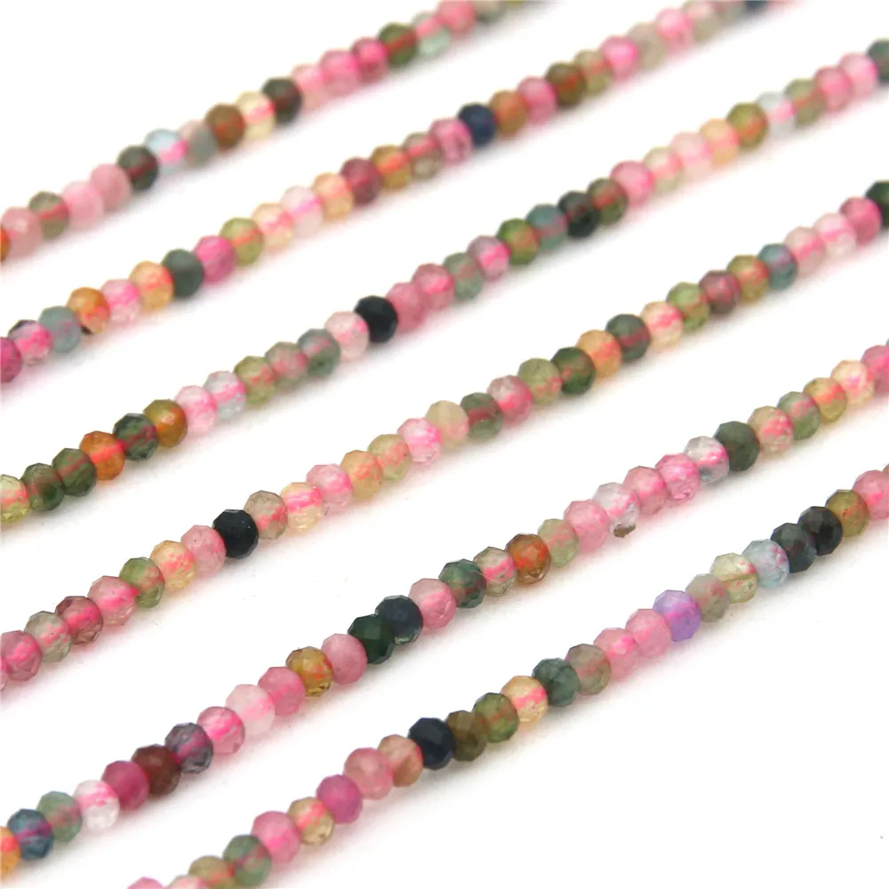 

Natural Gemstone Tourmaline Loose Beads Strand Mix Color Faceted Abacus1.5x2-3x4mm For Jewellery Craft Making Bracelet Necklace