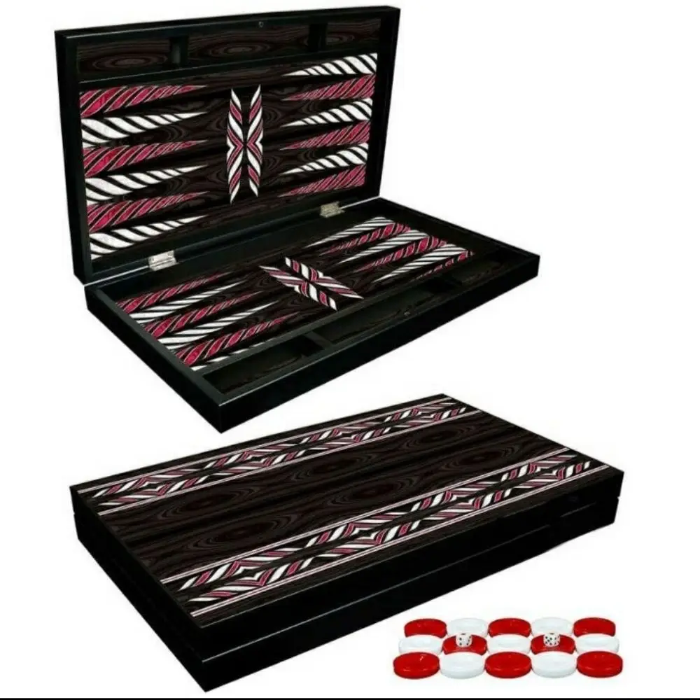 Backgammon Set Black Mother of Pearl Large Size Board Games Birthday Gift Luxury Wooden Backgammon Gifts for Father