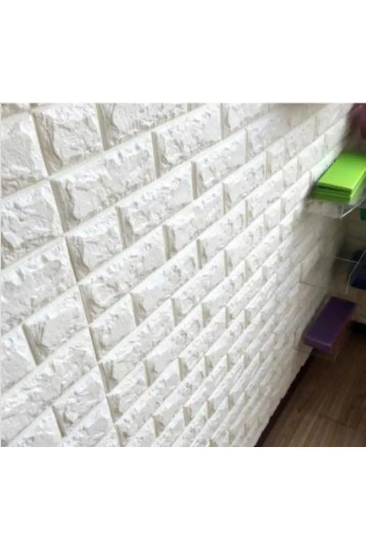 Self-Adhesive Flexible Sponge Broken White Brick Look Panel in Wallpaper 70x70 cm Odorless