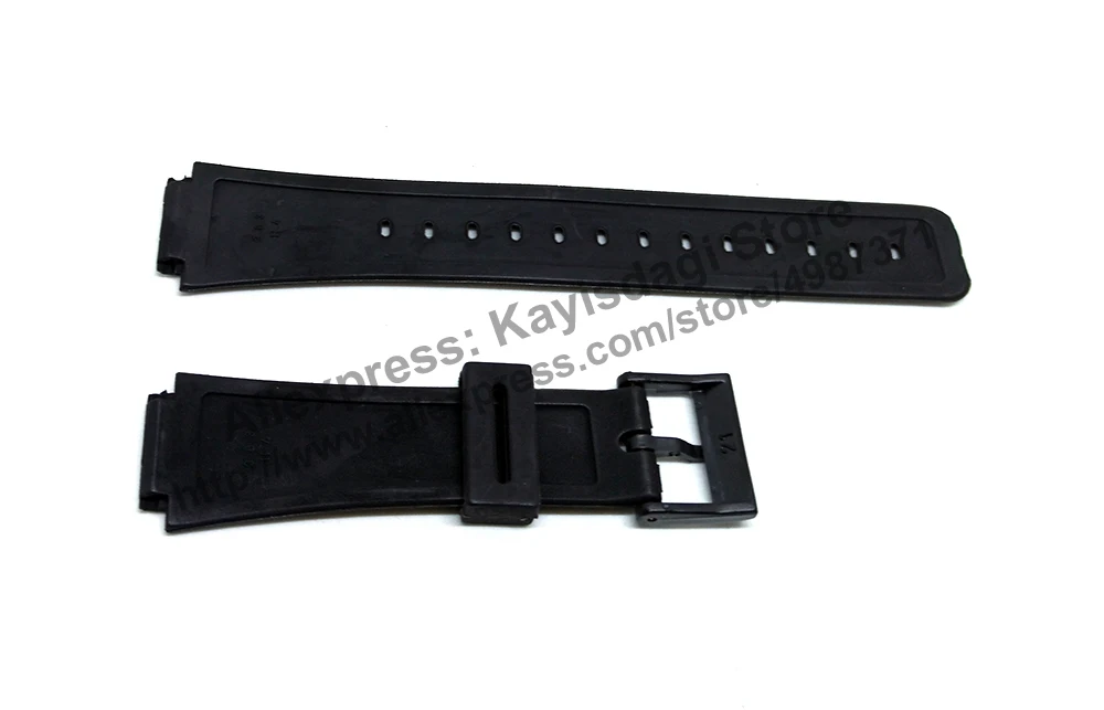 17mm Black Rubber Watch Band / Strap Compatible for Casio CMD-10 , CMD-20 , CMD-30 , CMD-65 , ABC-30 , EXP-10 , TS-100 , TS-150