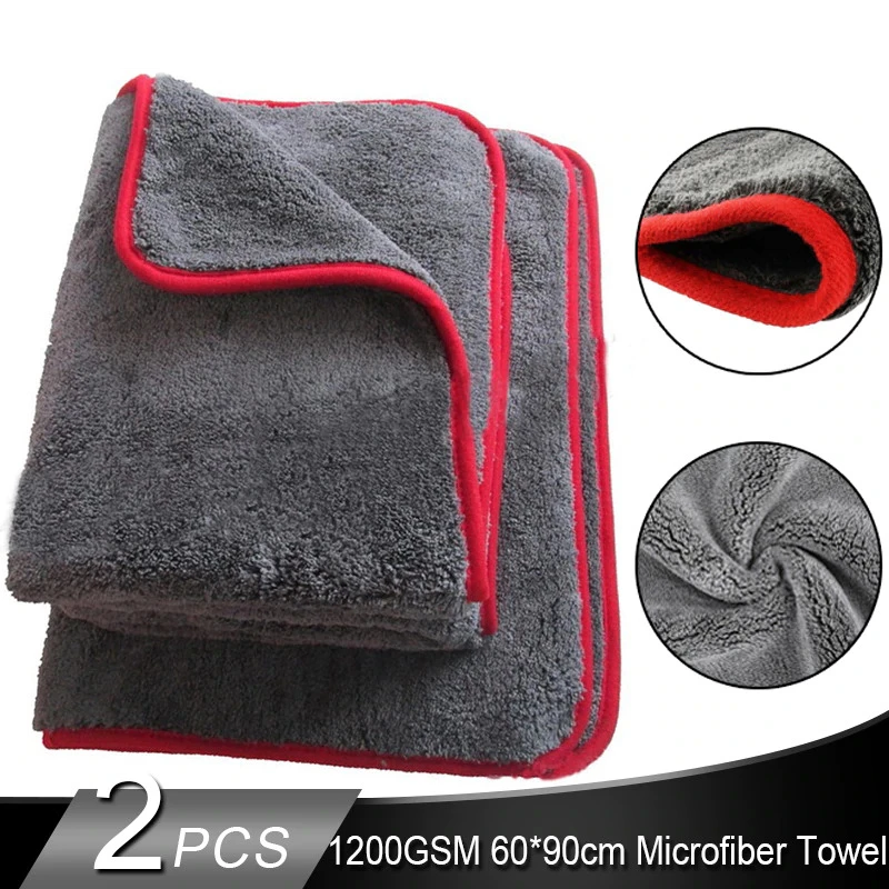 60*90 1200GSM Car Detailing Microfiber Towel Car Cleaning Drying Cloth Thick Car Washing Rag for Cars Kitchen Car Care Towels