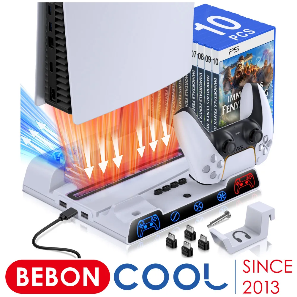 

For PS5 Vertical Stand Console Cooling Charger With 2 Cooling Fans Fast For SONY Playstation 5 PS5 Disc/Digital Cooling Station