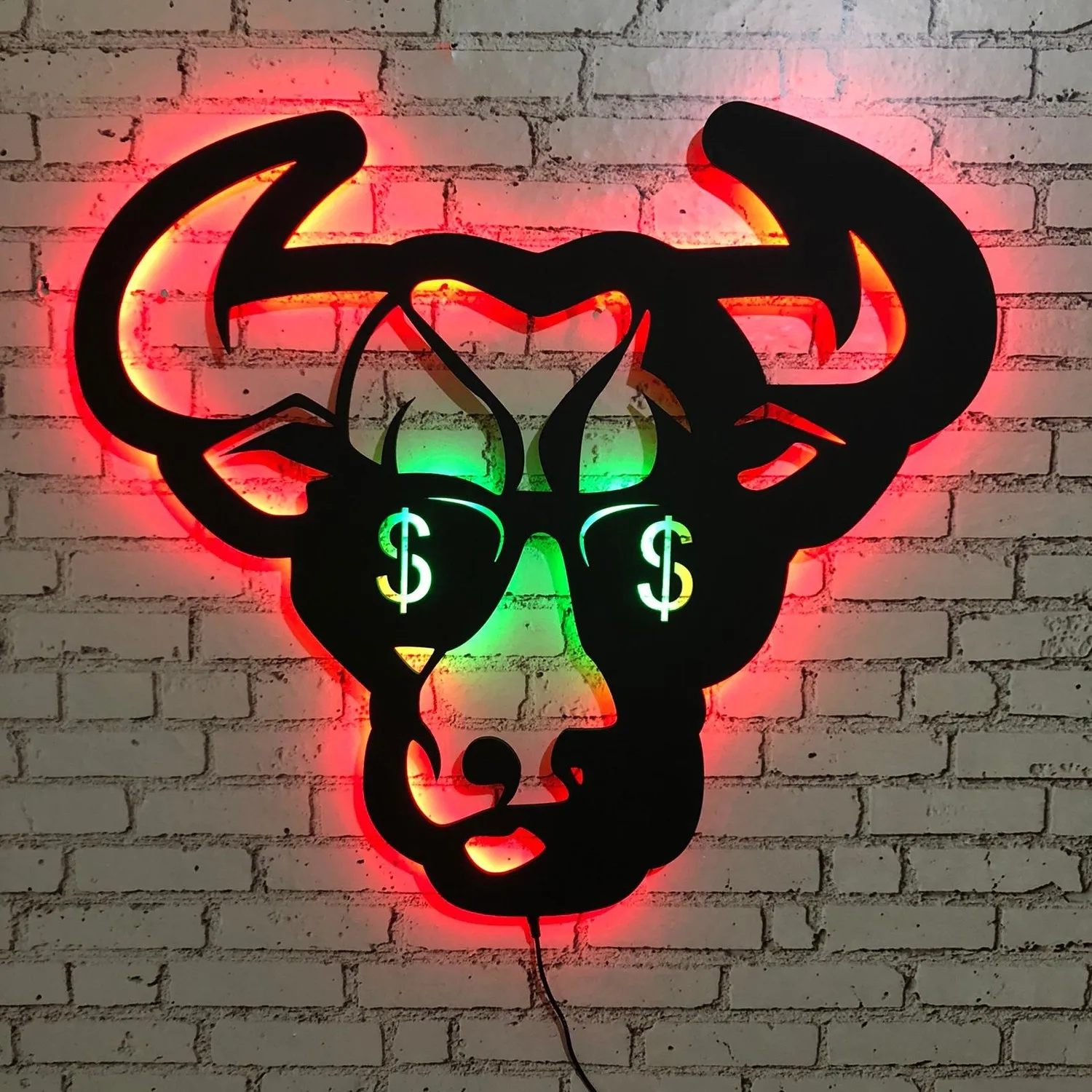 Gift Bull Pattern Illuminated Wooden Table/Wall Decor Rgb Led Illuminated Wooden Mdf Decorative Table 50X50cm Fast Shipping From