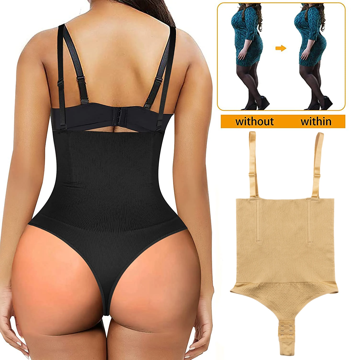 Sexy Body Shapewear Thong Waist Trainer Corset Open Bust Body Shaper Seamless Invisible Bodysuit Slimming Belly Underwear Faja