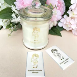 30 Boy My First Communion Candle Glass Jar Golden Stickers Custom Confirmation Gifts Favors Labels Tags