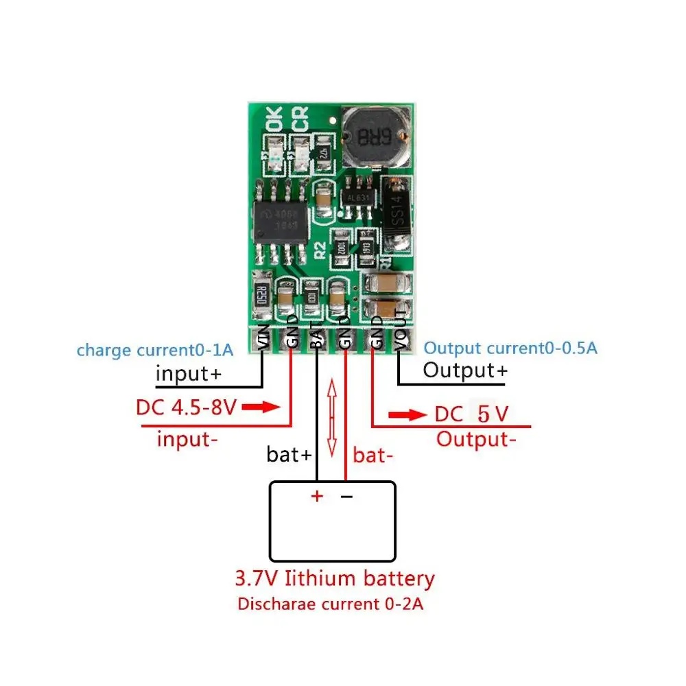 5V UPS Power Diy Board Charger & Step-up DC DC Converter DD05CVSA 2 in 1 charge and Discharger(boost) modules