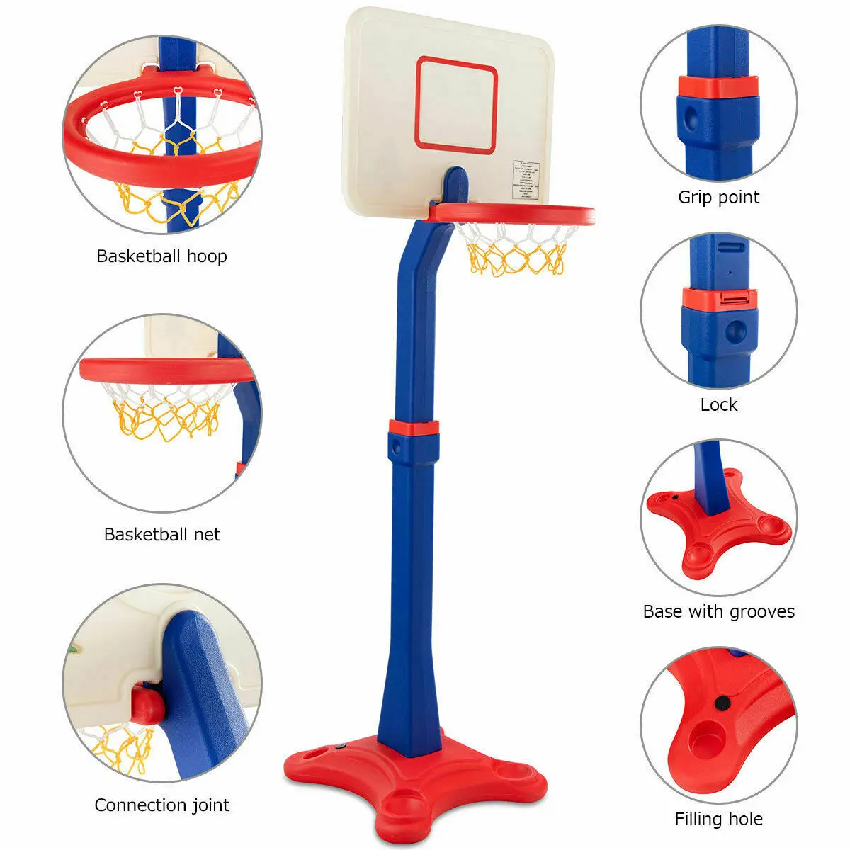 Kids Children Basketball Hoop Stand Adjustable Height Indoor Outdoor Sports  TY325110