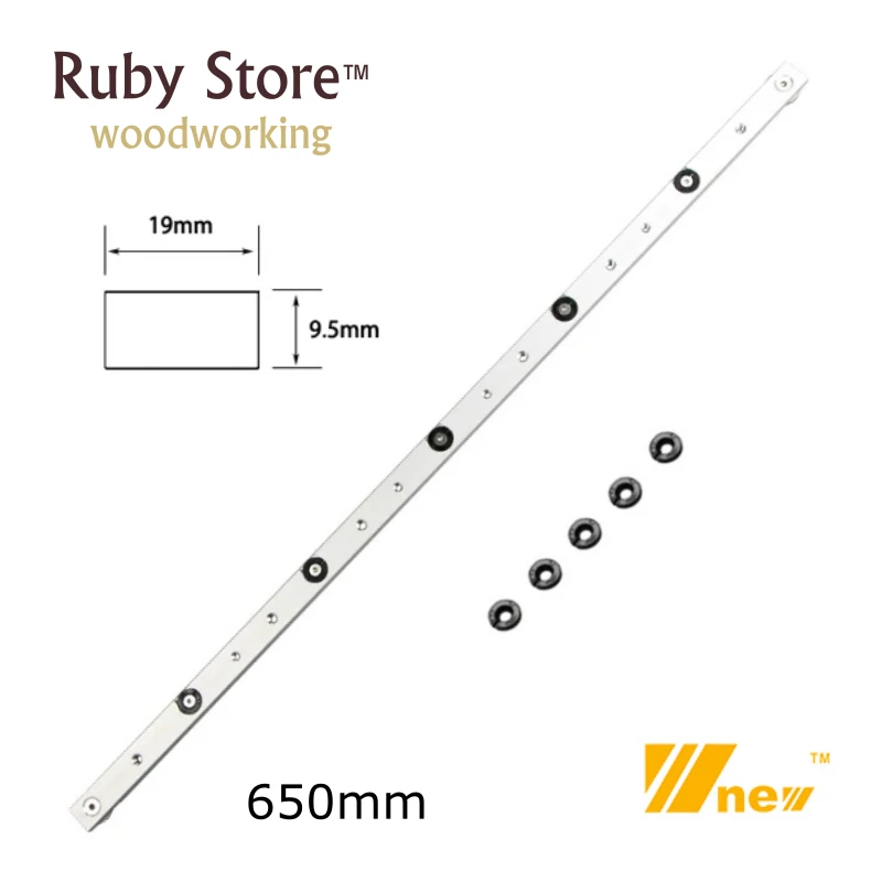 

650mm (25.5") Aluminium Miter Slider Bar for Standard T-Track, Woodworking Table Saw Accessories