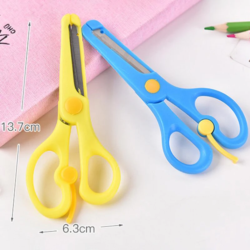 Leuke Mini 137Cm Veiligheid Ronde Hoofd Plastic Schaar Student Papier Snijden Levert