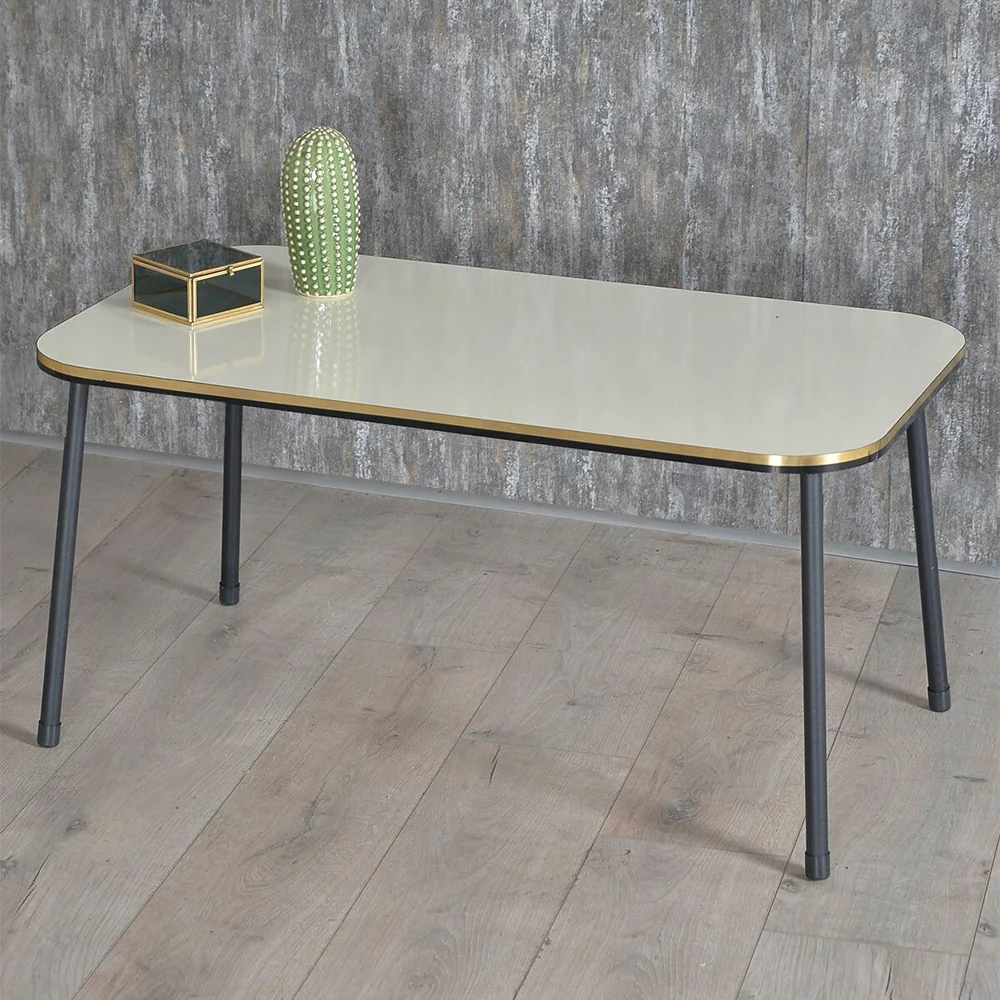 Modern Center Table Metal Black Leg Assembled Center Table Tea Coffee Service Table Rectangle Living Room Table - Colour Options