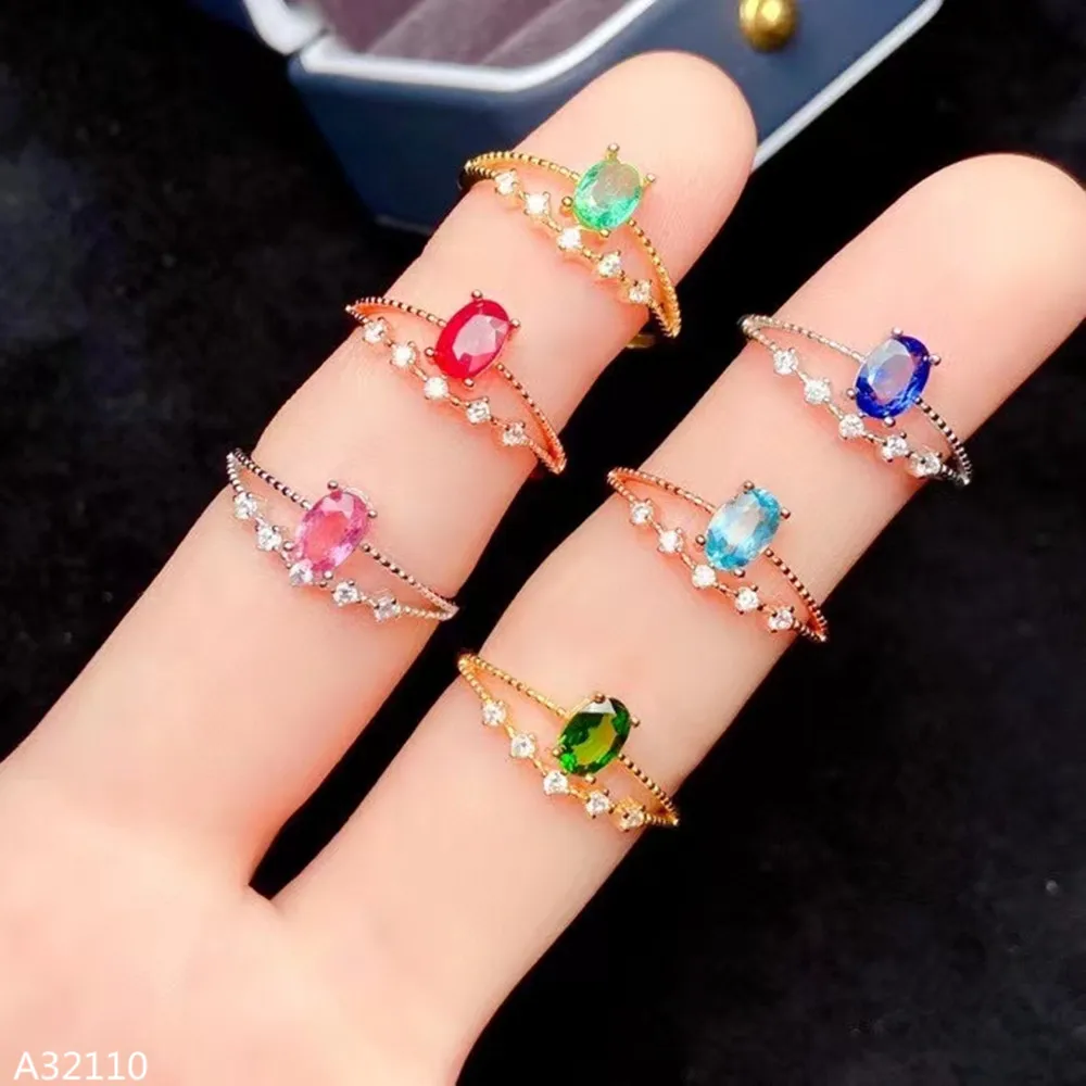 

KJJEAXCMY Fine Boutique 925 Silver Jewelry Natural Gem Gemstone Emerald Pink Sapphire Ruby Topaz Diopside Ladies Ring Miss Girl